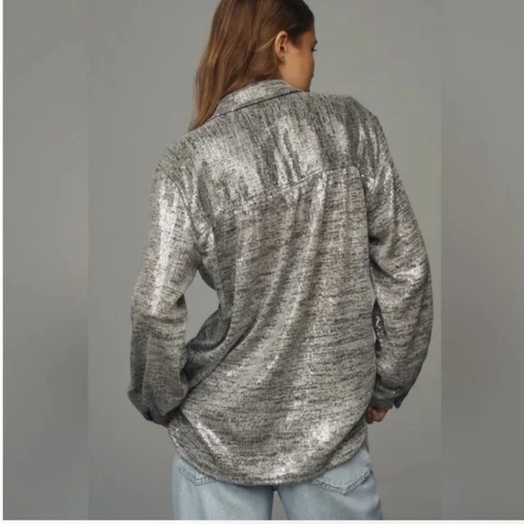Pilcro Hadley shimmery relaxed shirt, L, GP1512 - Picture 2 of 5